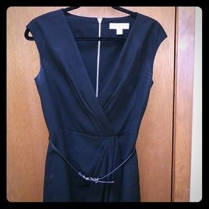 Michael Kors Black Sheath Deep V Dress